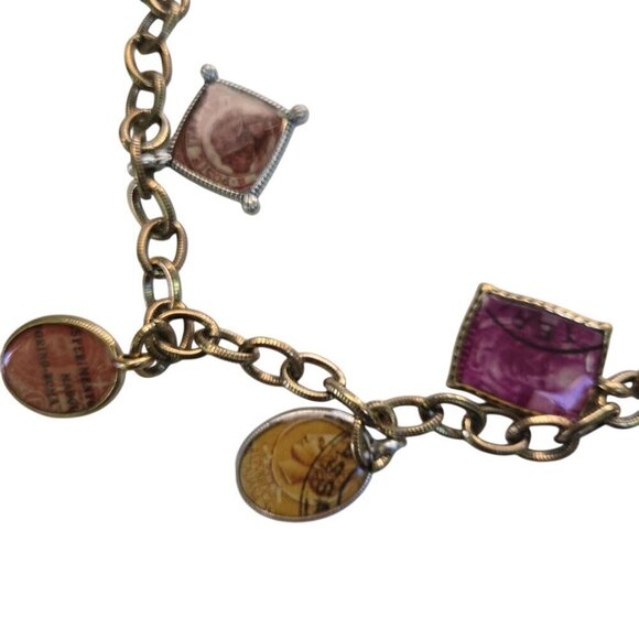 Patricia Nash NWOT World Charm Necklace Bracelet Set Goldtone Unique - Picture 9 of 16
